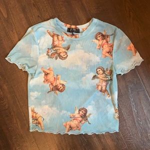 Baby blue sheer angel top